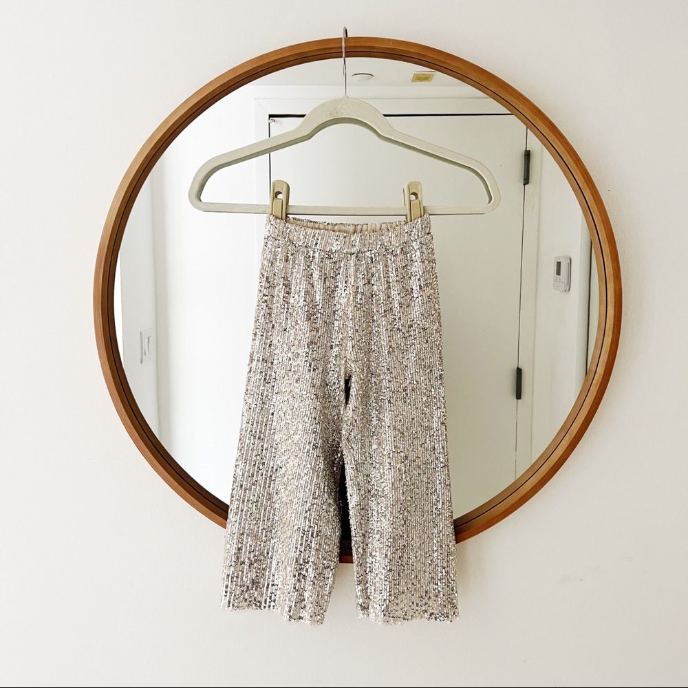 Zara Silver Sequins Palazzo Pant Size 7